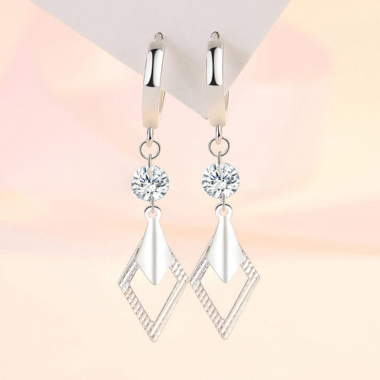 Boucles d'oreilles personnalisées en forme de losange pour femmes, longues et simples, en cristal