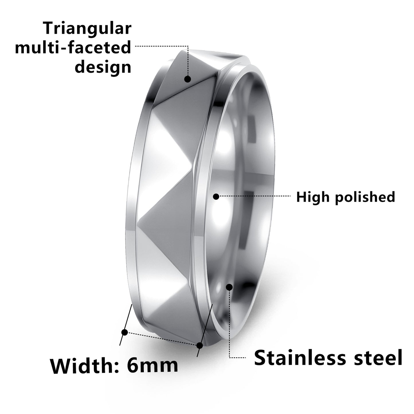 Women's & Men's Punk Step Triangle Grinding Surface For Rings
