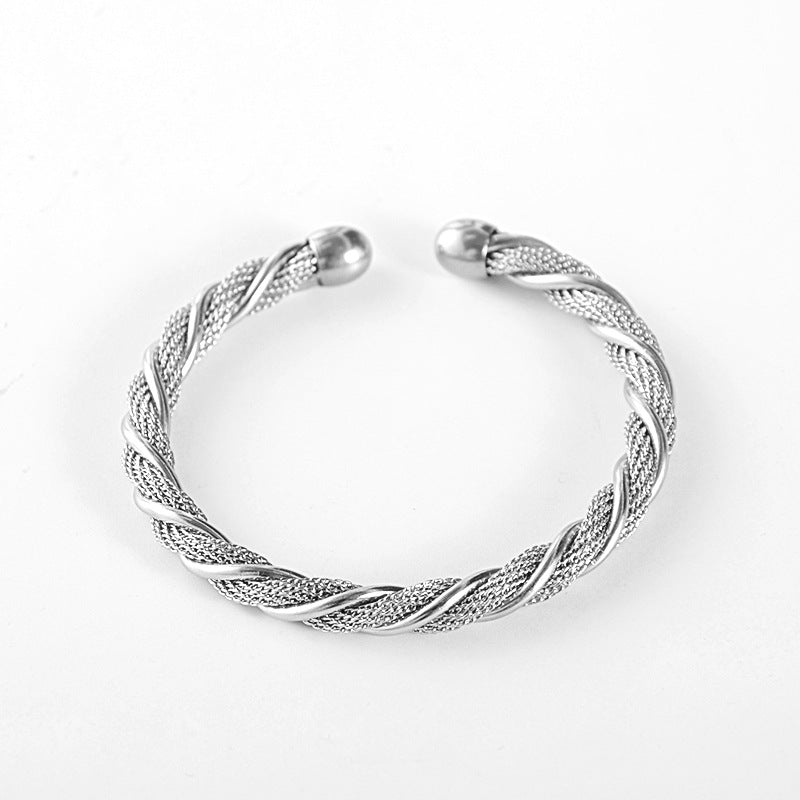 Women's & Men's Fashion Personality Retro Titanium Woven Open Round Bracelets