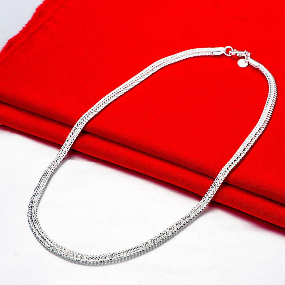 Women's & Men's Lake Sier Plated Flat Snake Bone Chain Best Necklace