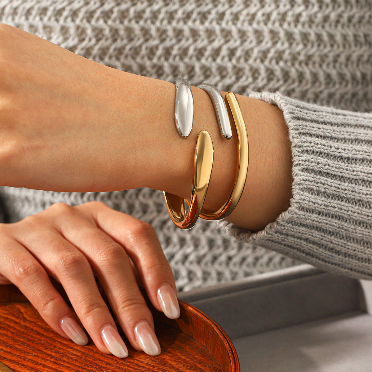 Sier Color Matching Titanium Steel Personality Simple Irregular Bracelets