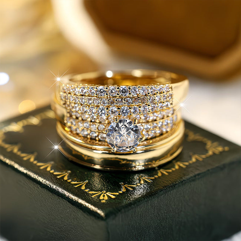 Women's Light Luxury Inlaid Zircon Couple Engagement Wedding Ring