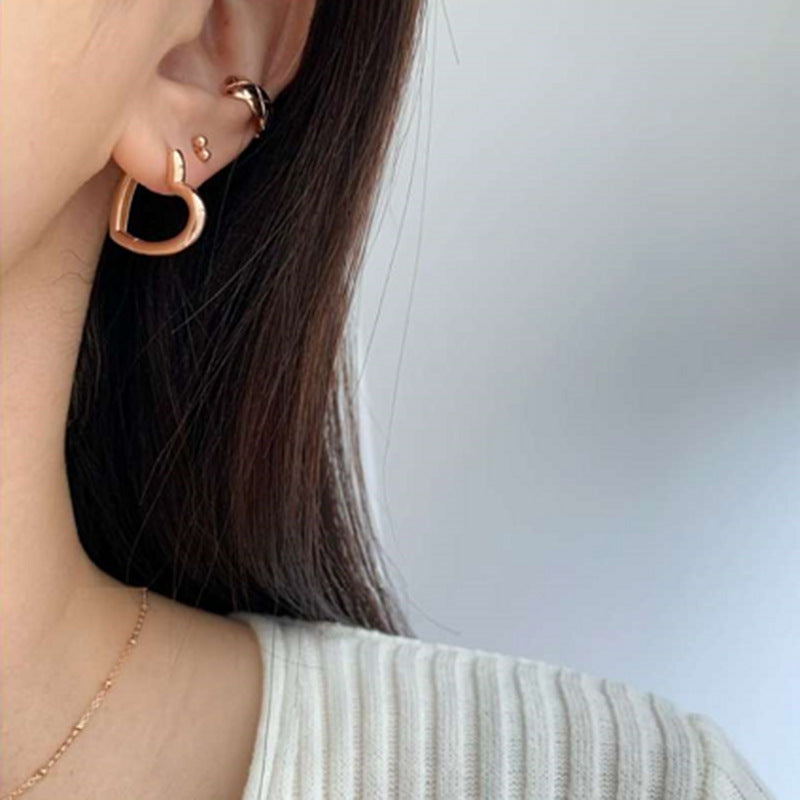 Korean Style Retro Love Ear Clip Stud Earrings