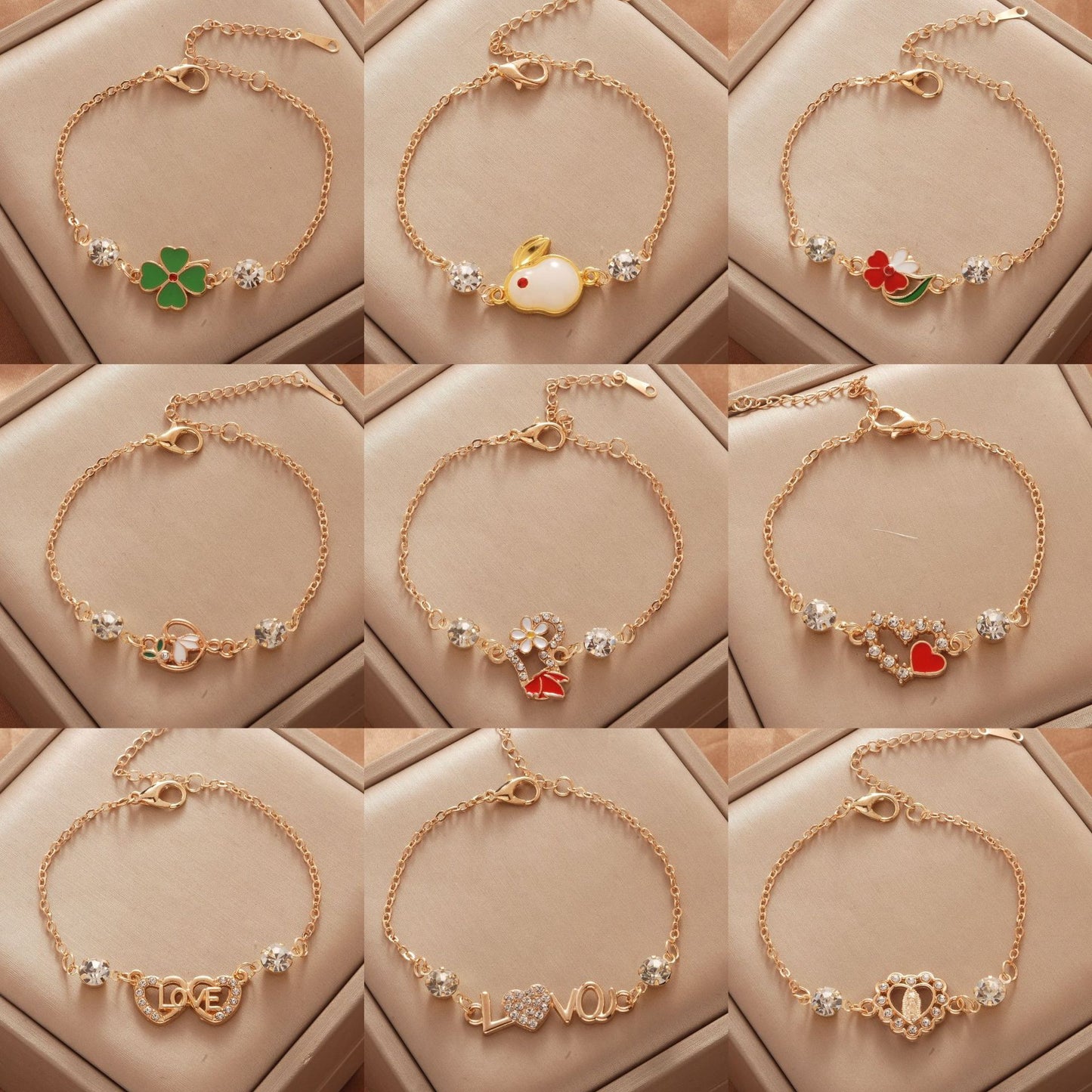 Full Of Diamond Four-leaf Clover Female Bracelets