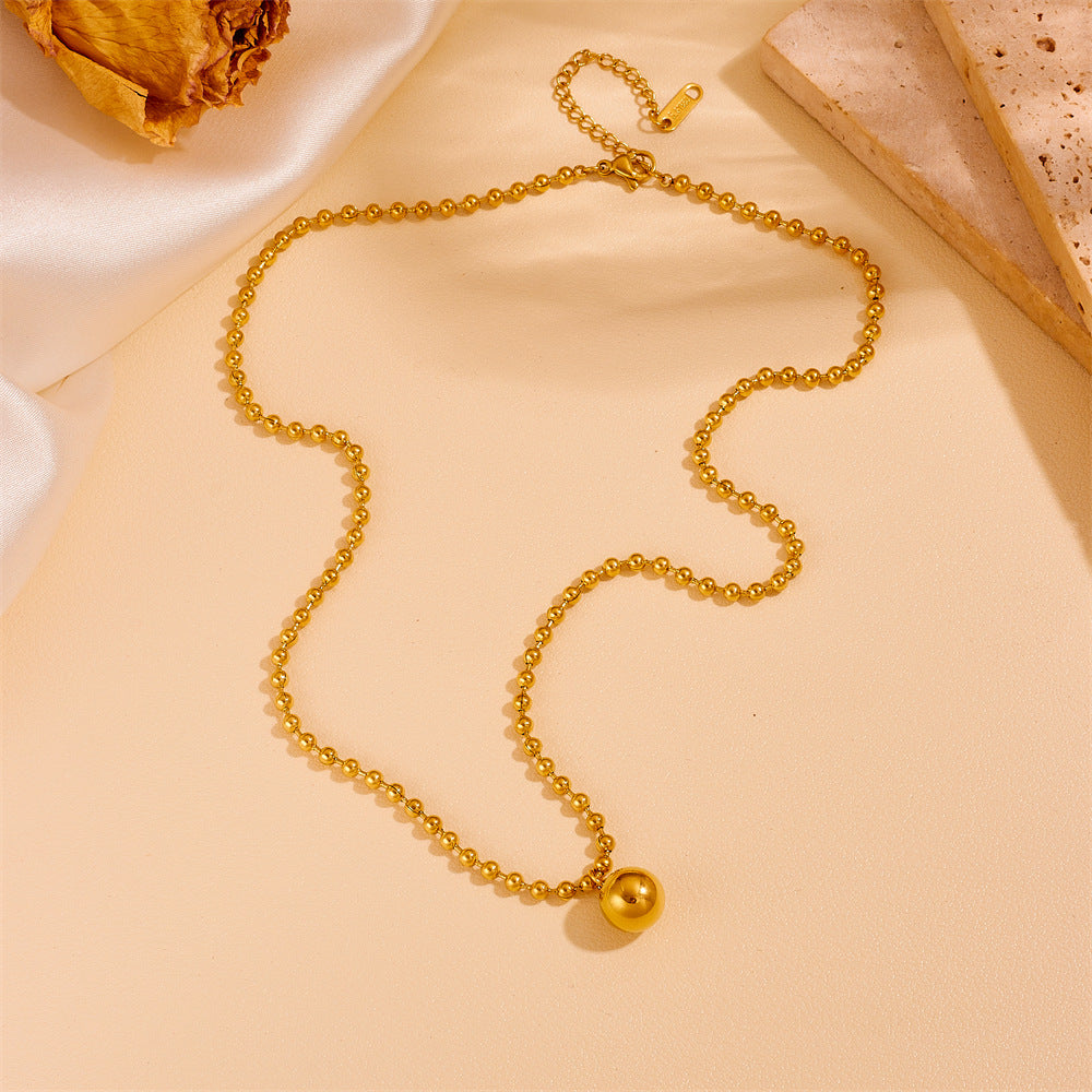 Women's Exaggerated Stainless Steel Bead Chain Round Beads Good Earrings