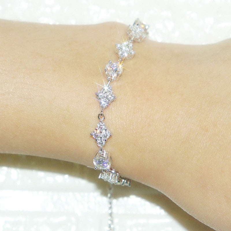 Sterling Sier Female Moissanite Shining Light Luxury Ornament Bracelets