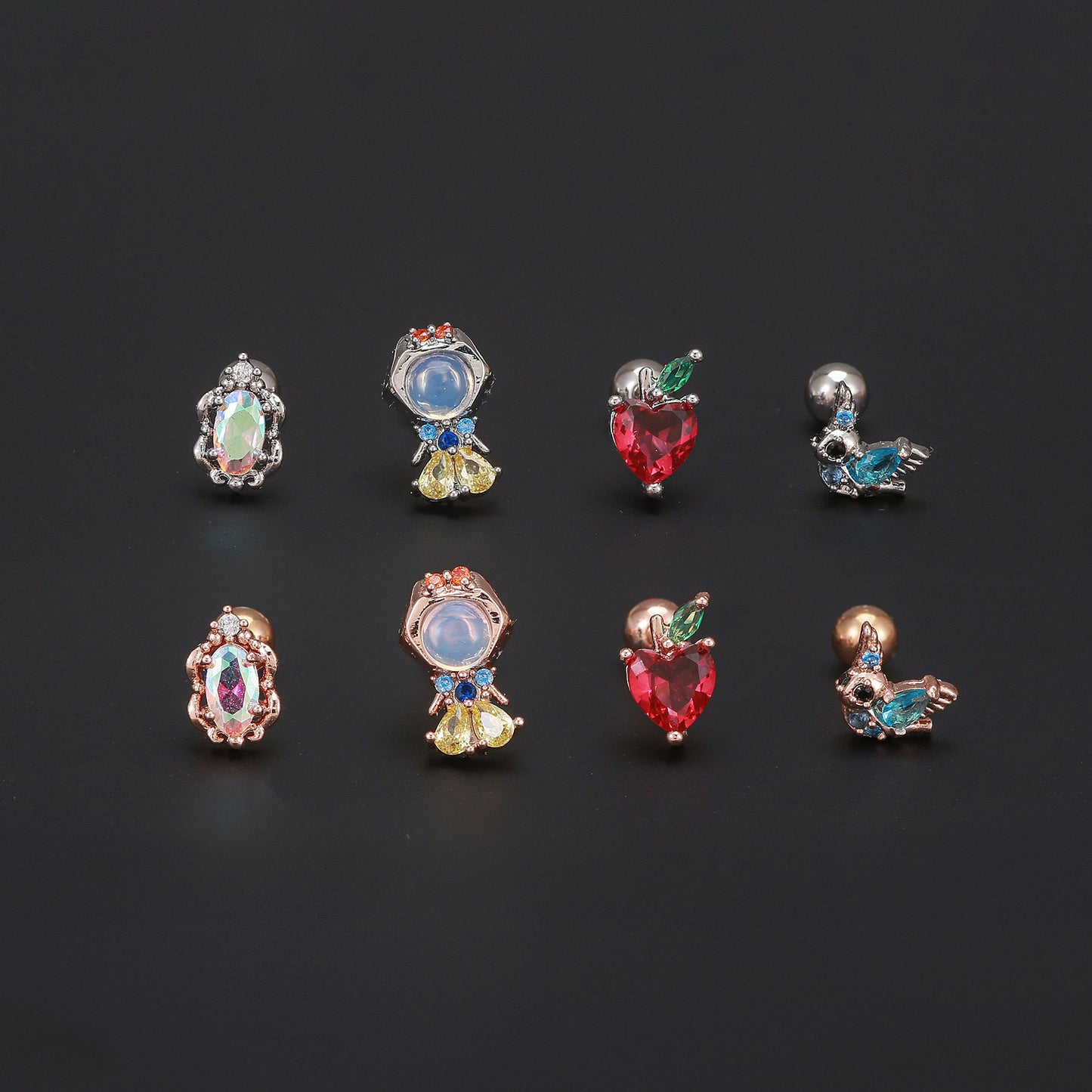 Color Zircon Ear Bone Light Luxury Cartoon Princess Earrings