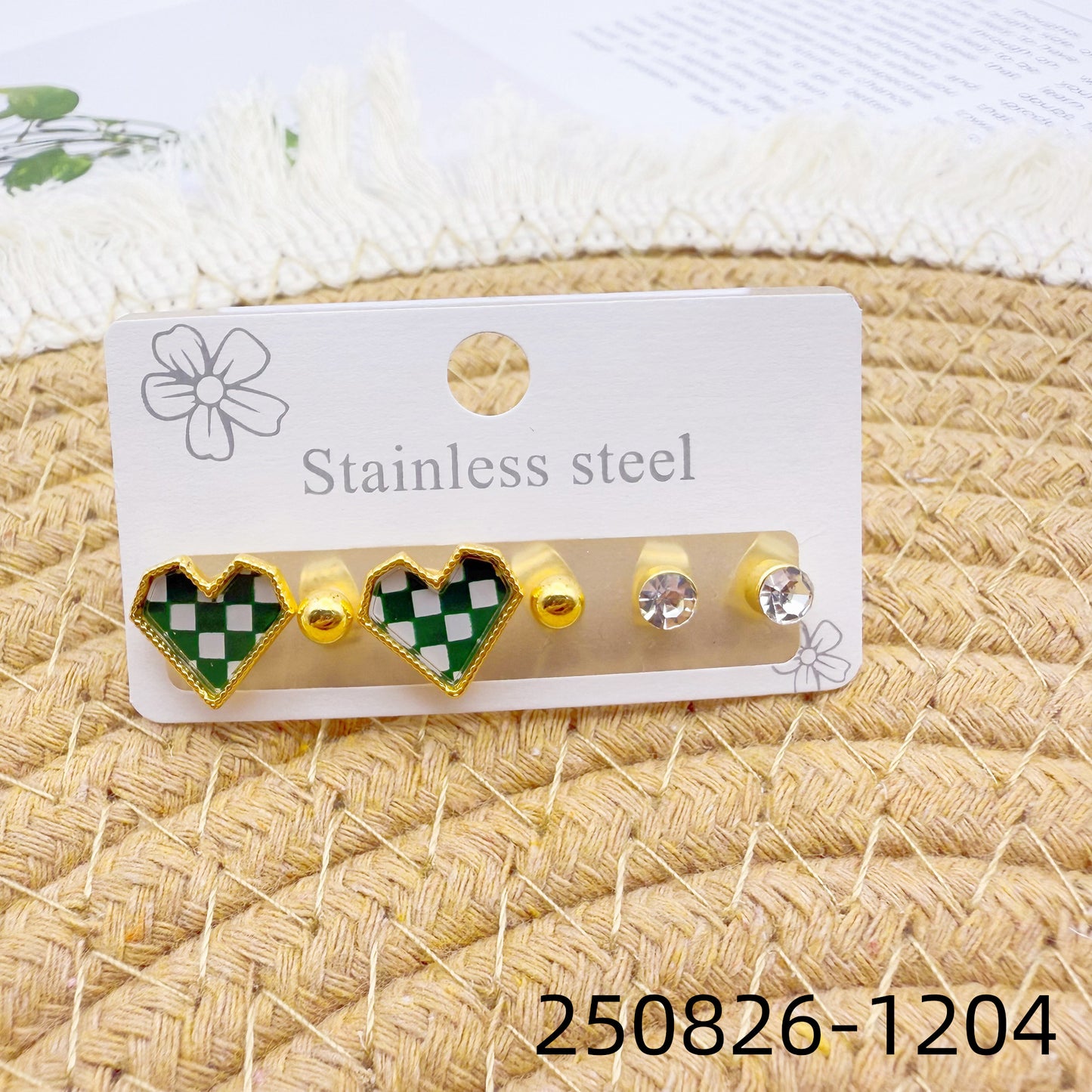 Women's Love Heart High-grade Stainless Steel Diamond Wild Trendy Golden Ear Stud Earrings