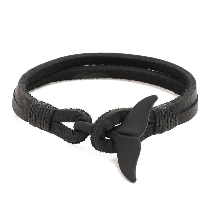 Bracelets de bétail en forme de sirène noire, ornement simple et à la mode pour hommes