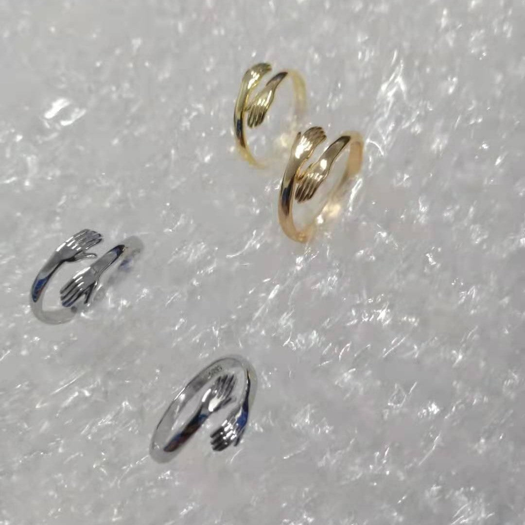 Embrace Of Love Couple Refers To Korean Gold Plated Ring