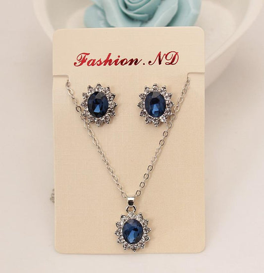 Fashion Suit Best-selling Sapphire Ear Gold Jewelry Set