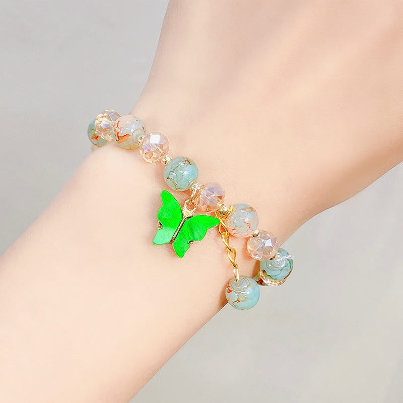 Children's Glaze Beaded Princess Cartoon Crystal Flowers Bracelets