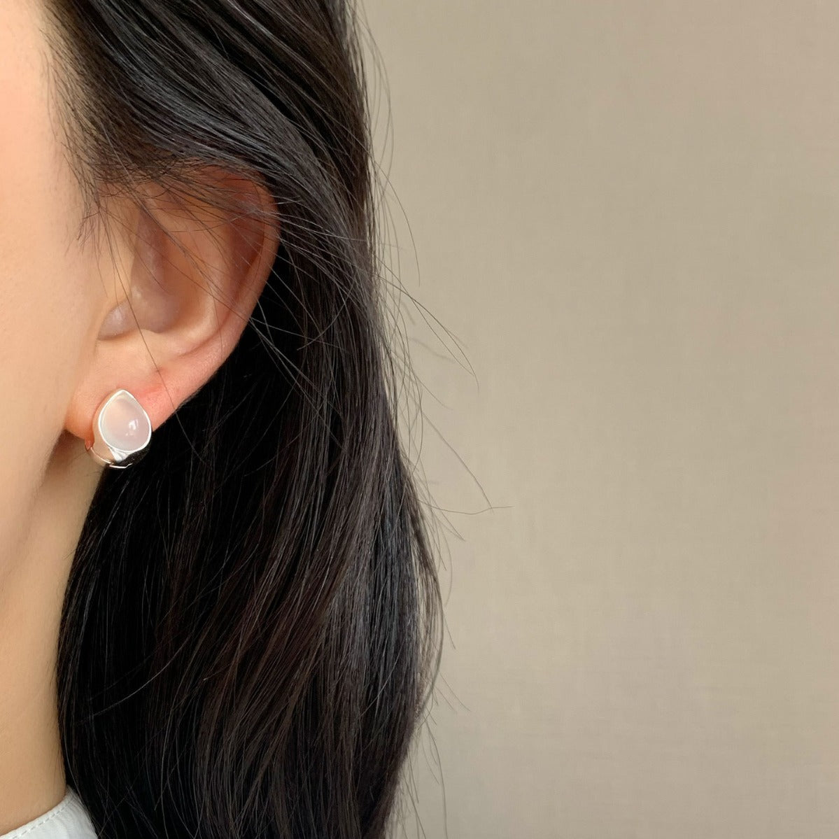 Drop Shape Transparent White Simple Temperamental Earrings