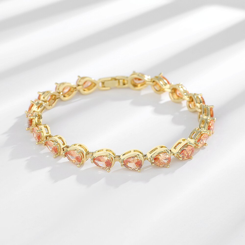 Bracelets goutte d'eau de Niche en Zircon Champagne pour femmes, diffusion en direct