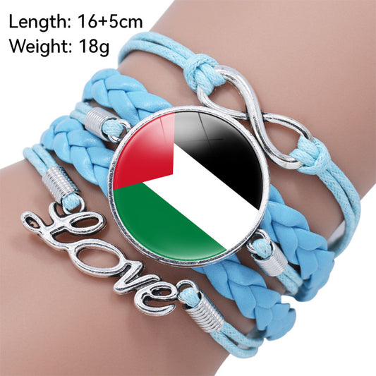 Bracelets infinis en pierre de temps à motif de drapeau palestinien