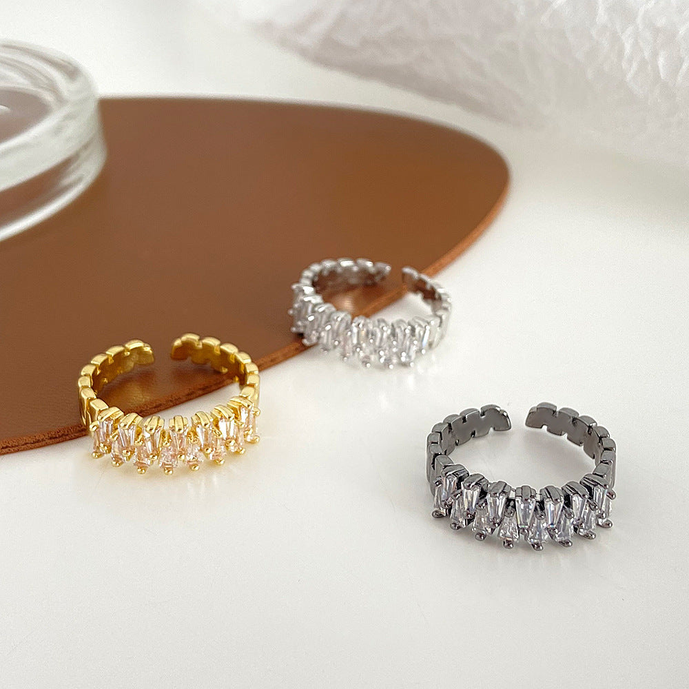 Geometric Female Creative Niche Inlaid High Rings