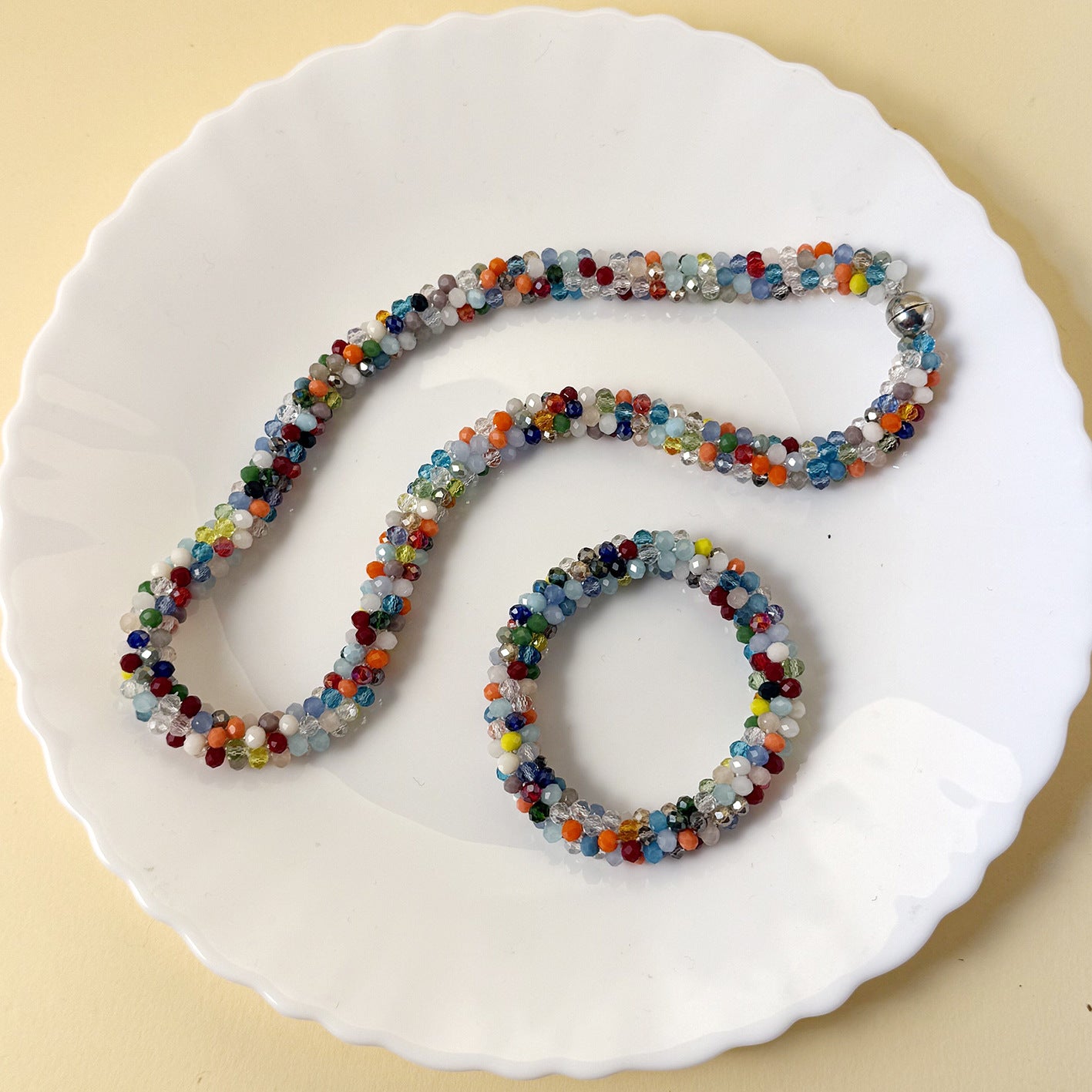 Colorful Crystal Suit Hand-woven Beads Fashion Jewelry Set