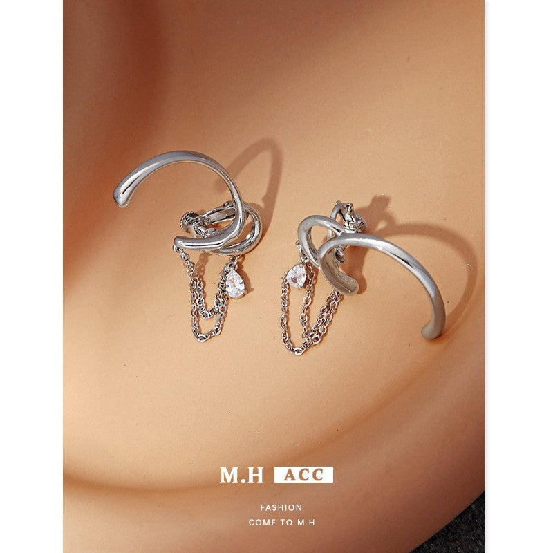 Boucles d'oreilles tendance sans oreilles avec Clip d'oreille en diamant froid pour femmes