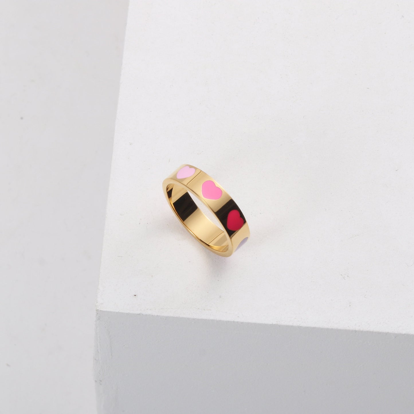 Designer-Retro-Emaille-Ringe aus unregelmäßigem Gold und Titan