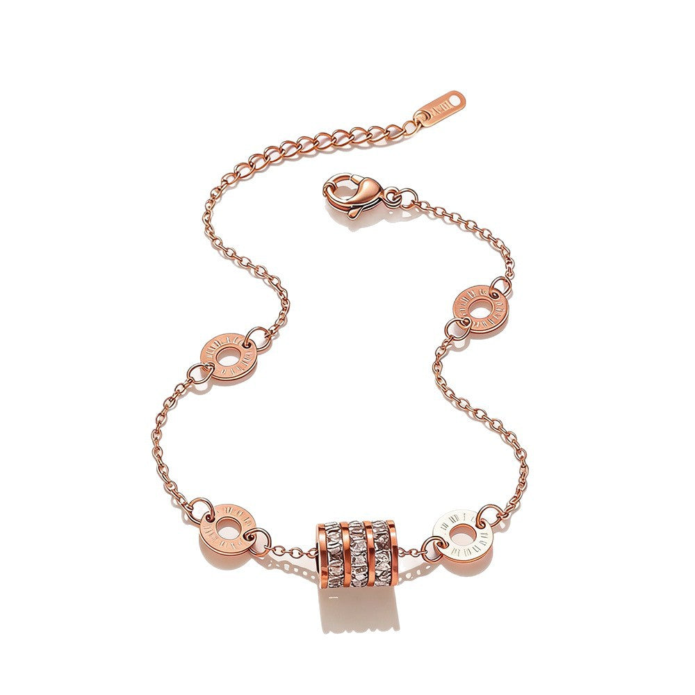 Women's Roman Small Waist Stainless Steel Fashion Twin Titanium No Bracelet