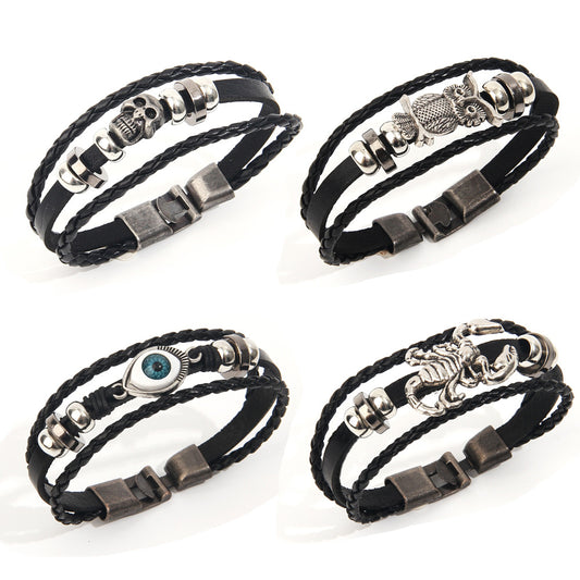 Vintage Eye Leather Beaded Scorpion Hand-woven Bracelets