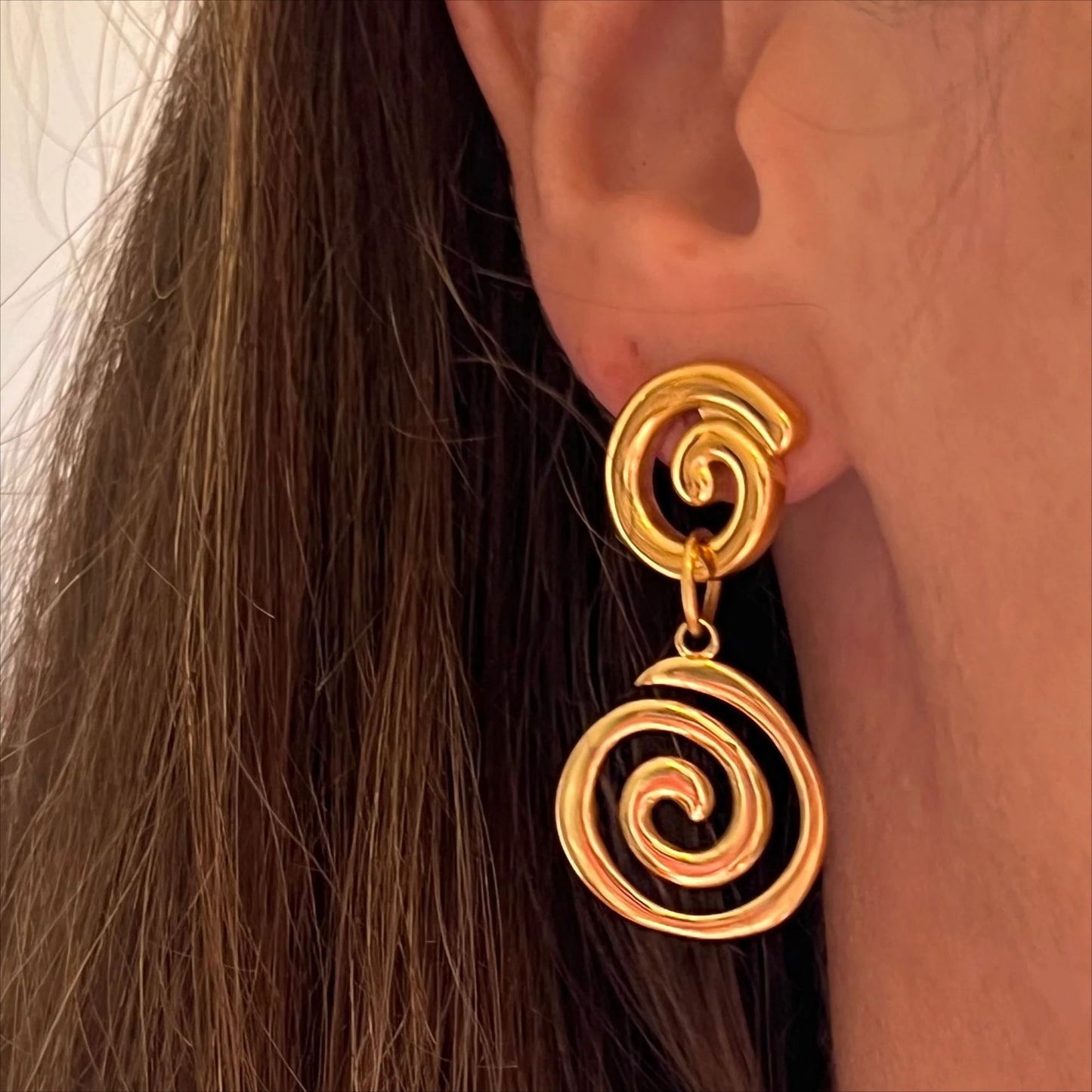 Women's Retro Design Geometric Gold Stainless Steel Earrings