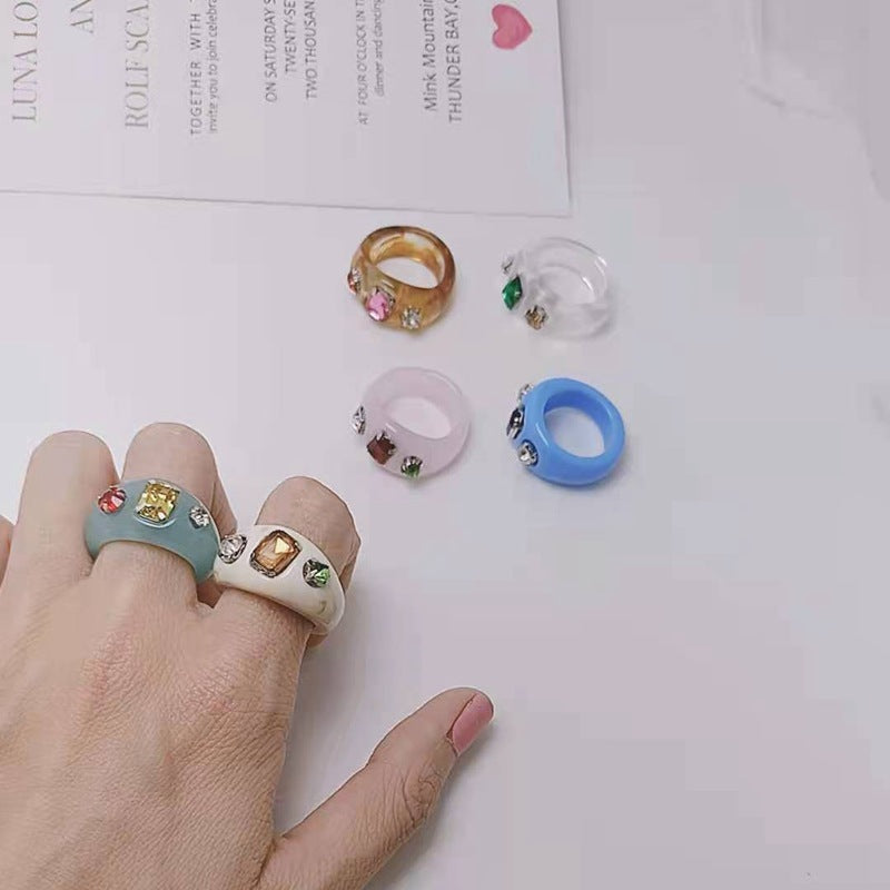 Female Resin Acrylic Jelly Color Personalized Ring