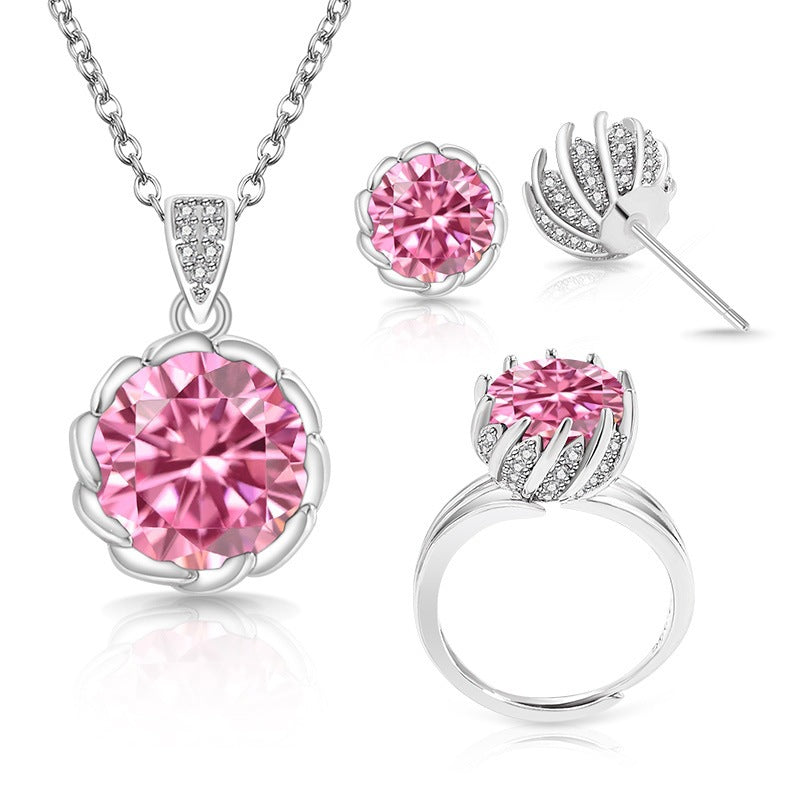 Live Gem Fashion Zircon Female Rose Color Rings