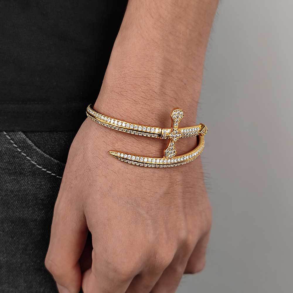 Men's Sword Cross Fashion Personality Zircon High Bracelets