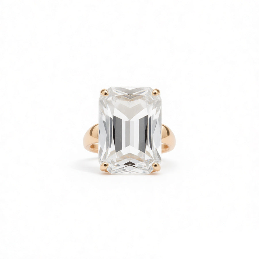 Plating Inlaid Zircon Square Open Niche High Sense Personalized Rings