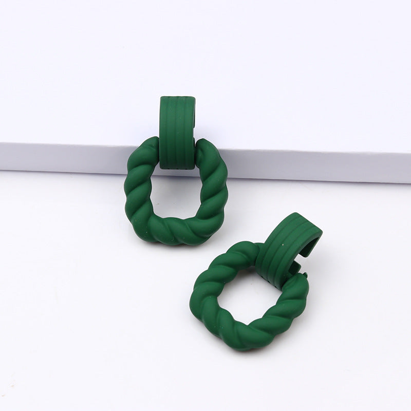 Square Semicircle Stitching Spray Rubber Paint Acrylic Earrings