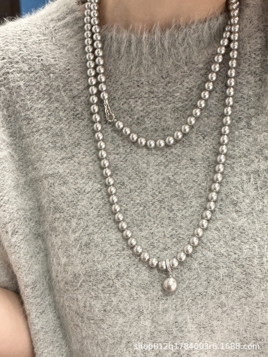 Hemp Sier Gray Strong Light Pearl Various Wearing Necklaces