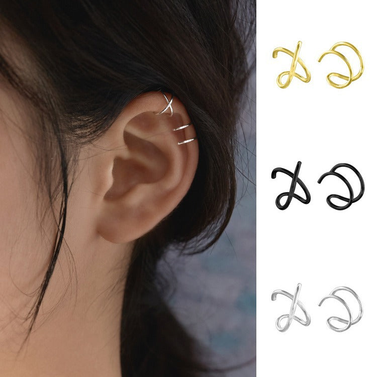 Women's & Men's Double-line Cross Personality Cool Bone Hook Ear Clip