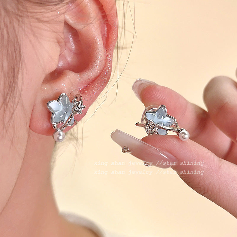 Mosquito Coil No Pierced High-grade Sense Pearl Vintage Flower Ear Clip