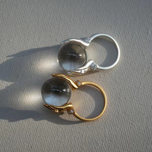 In Your Palm Planet Handmade Crystal Ball Couple Personalized Birthday Ring