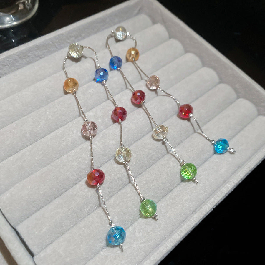 Sier Needle Acrylic Colorful Flower Sweet Earrings