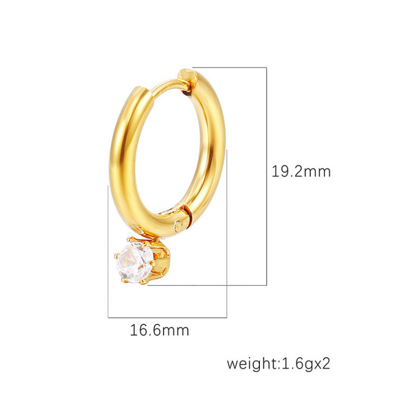 Women's Round Single Rhinestone Sweet Simple Style Stud Earrings