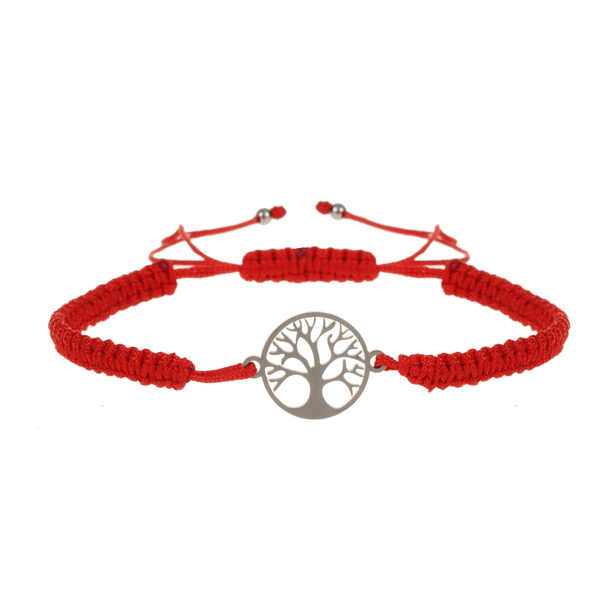 Bracelets simples en acier inoxydable avec corde rouge et papillon