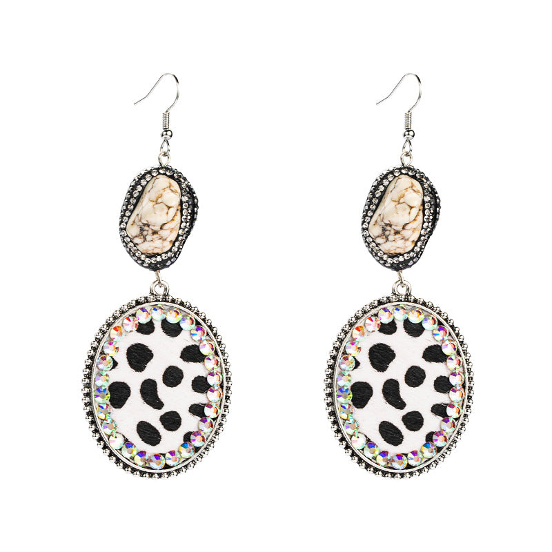 Geometric Irregular Natural Stone Bag Diamond Earrings