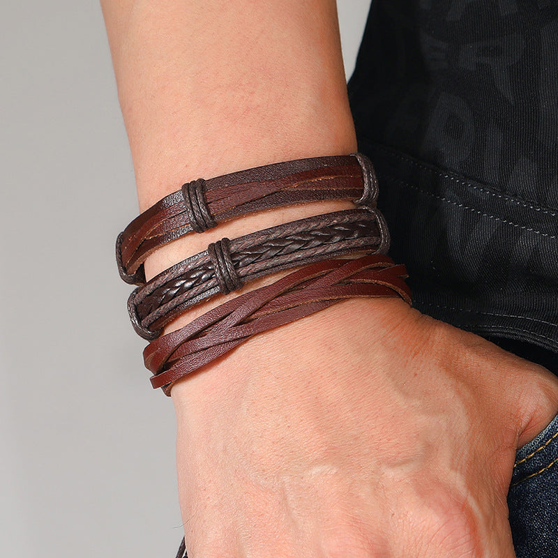 Ornament Simple Handmade Weave Vintage Leather Bracelets