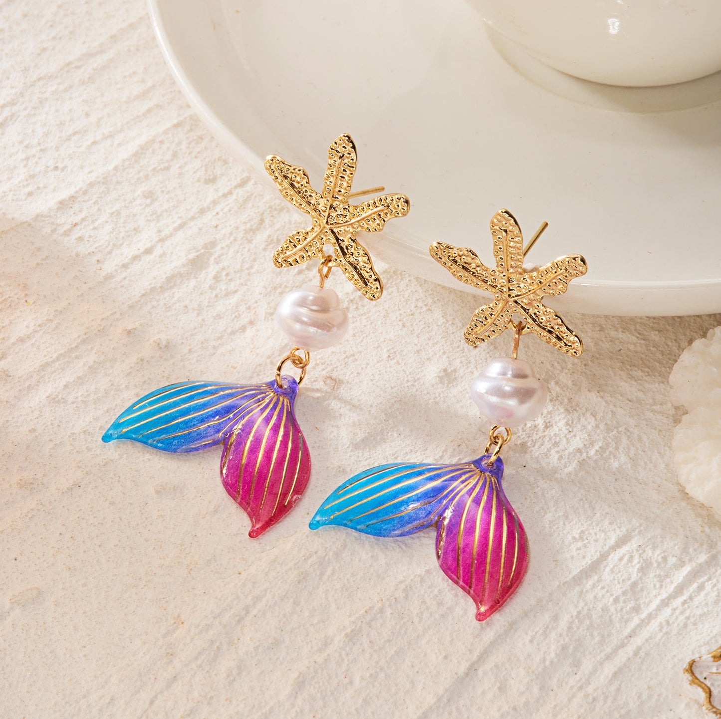 Small Fish Wild Ocean Series Starfish Coral Fishtail Rings