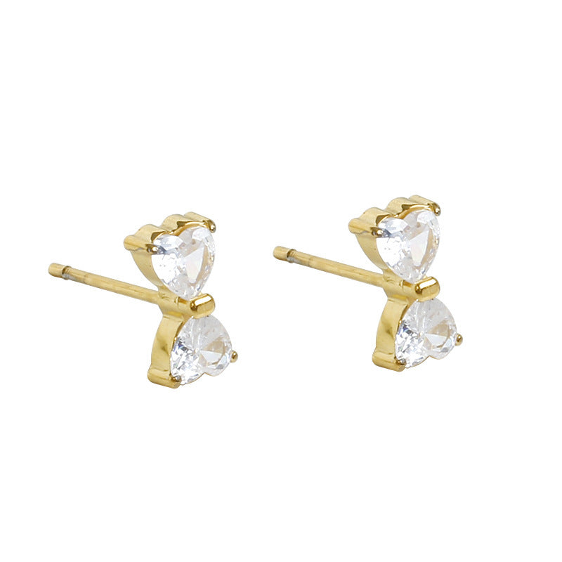 Women's Titanium Steel Inlaid Zircon Four Leaf Clover Ear High-grade Gold Stud Earrings