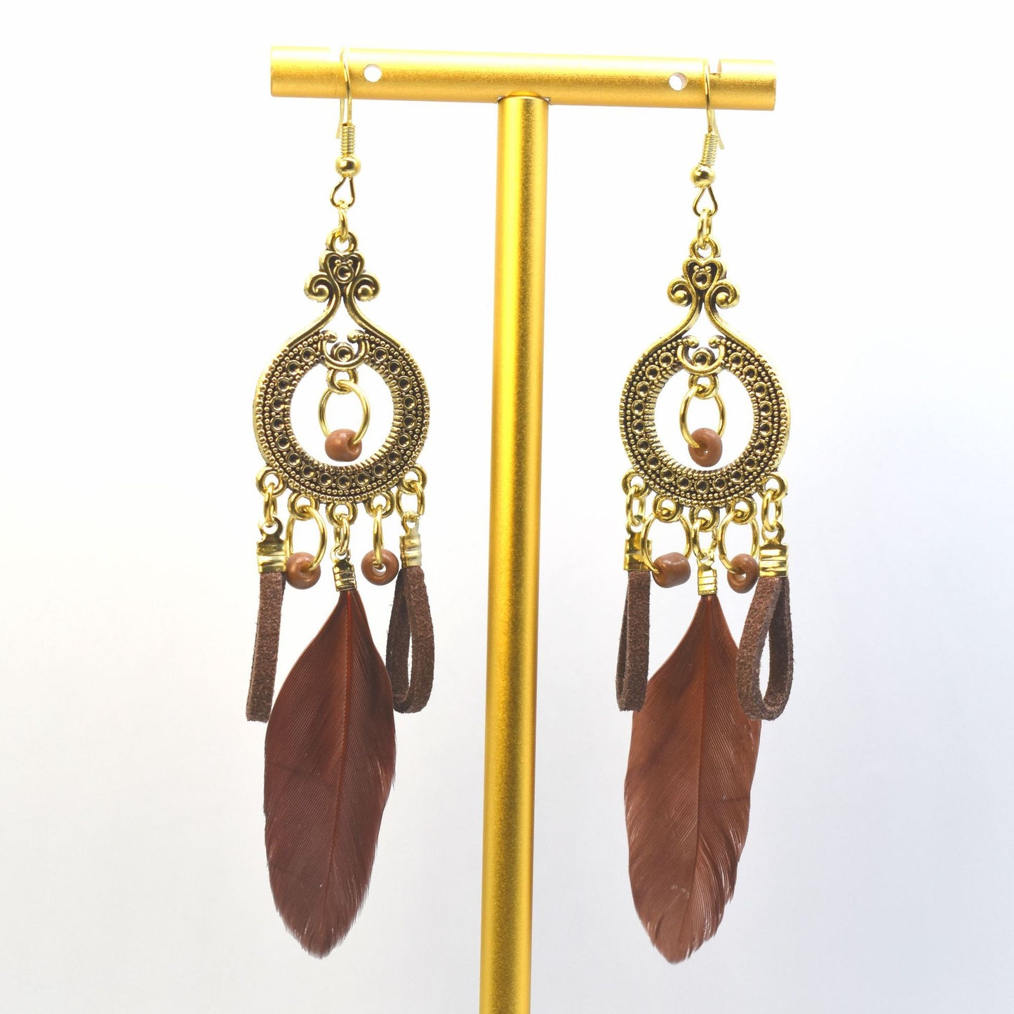 Style Vintage Feather Long Holiday Beads String Earrings