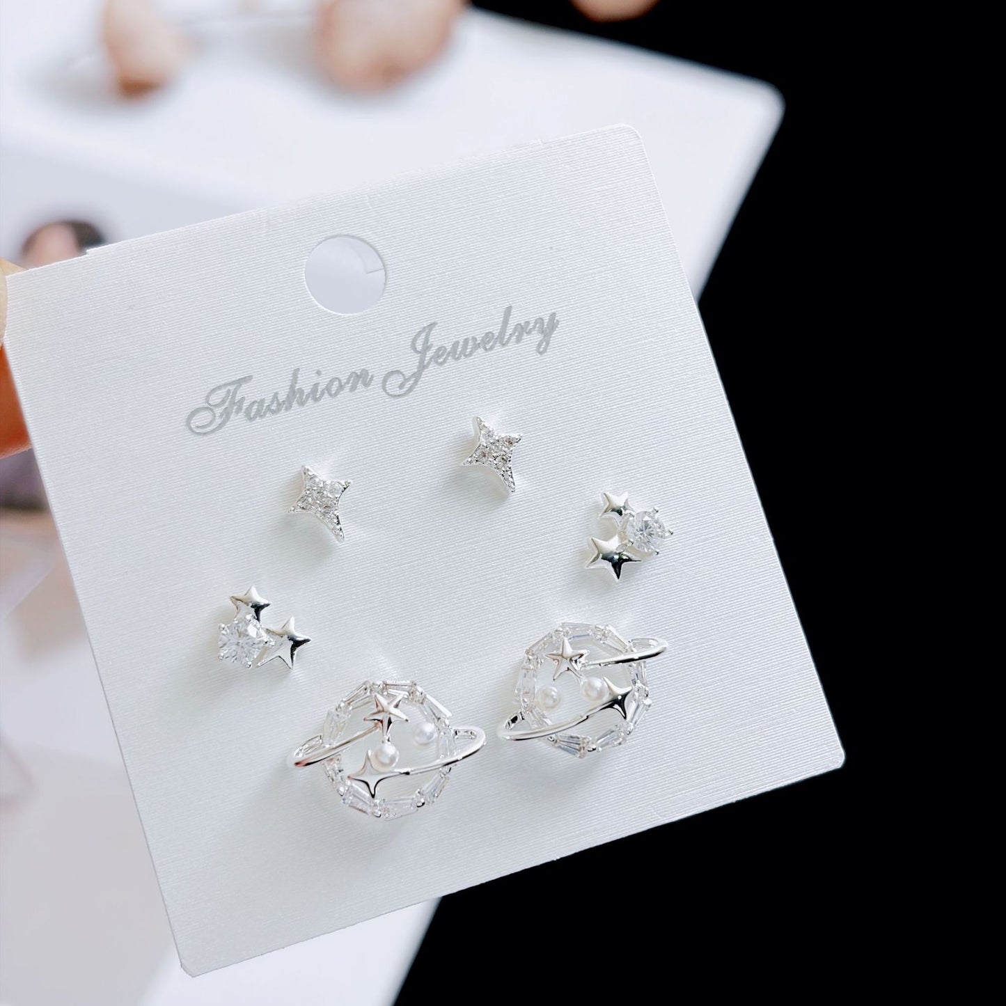 Women's Three Pairs Storage Ear High Sense Earrings