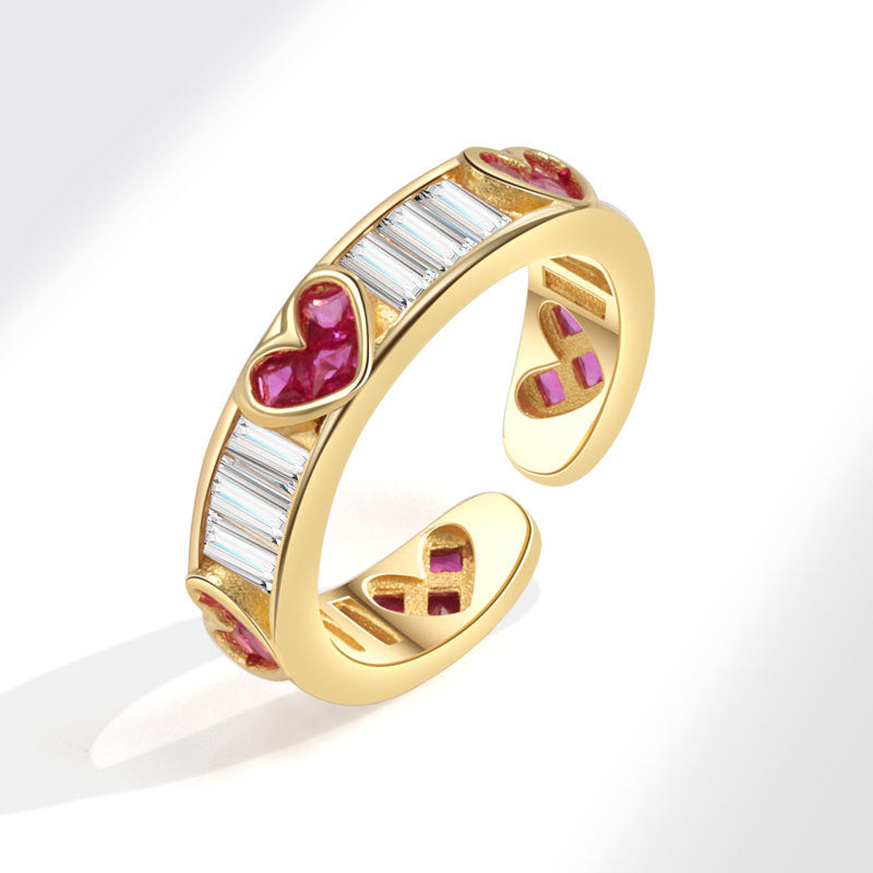 Niche Design Micro Diamond Opening Love Rings