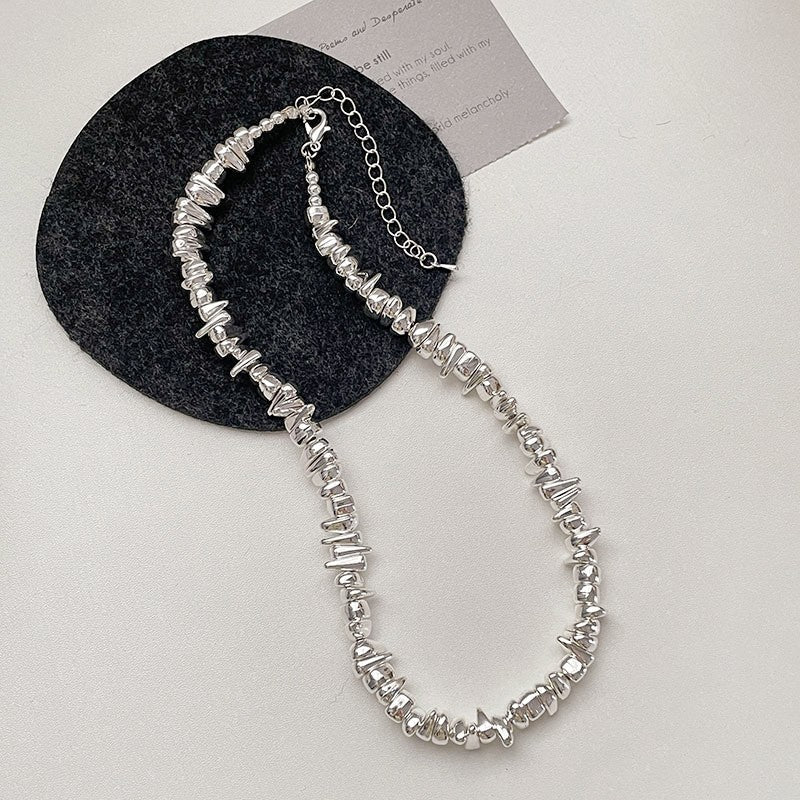 Trendy Personality Fashion Sier Special Irregular Beaded Necklaces