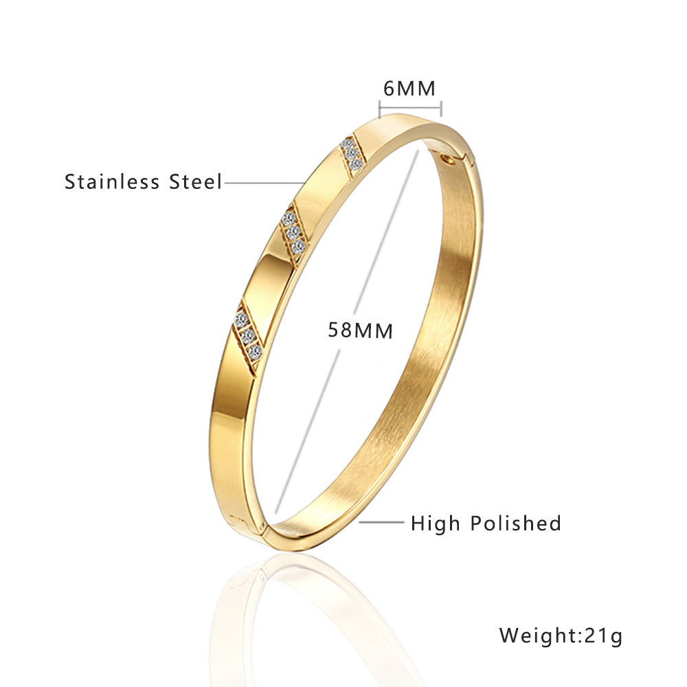 Light Luxury Zircon Gold Titanium Steel Retro Fashion Stainless Bracelets