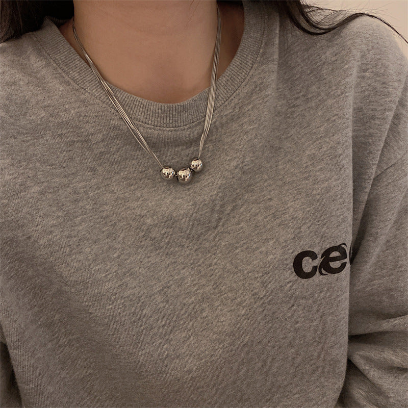 Metal Ball Fashion Retro Sweater Chain Clavicle Temperament Necklaces