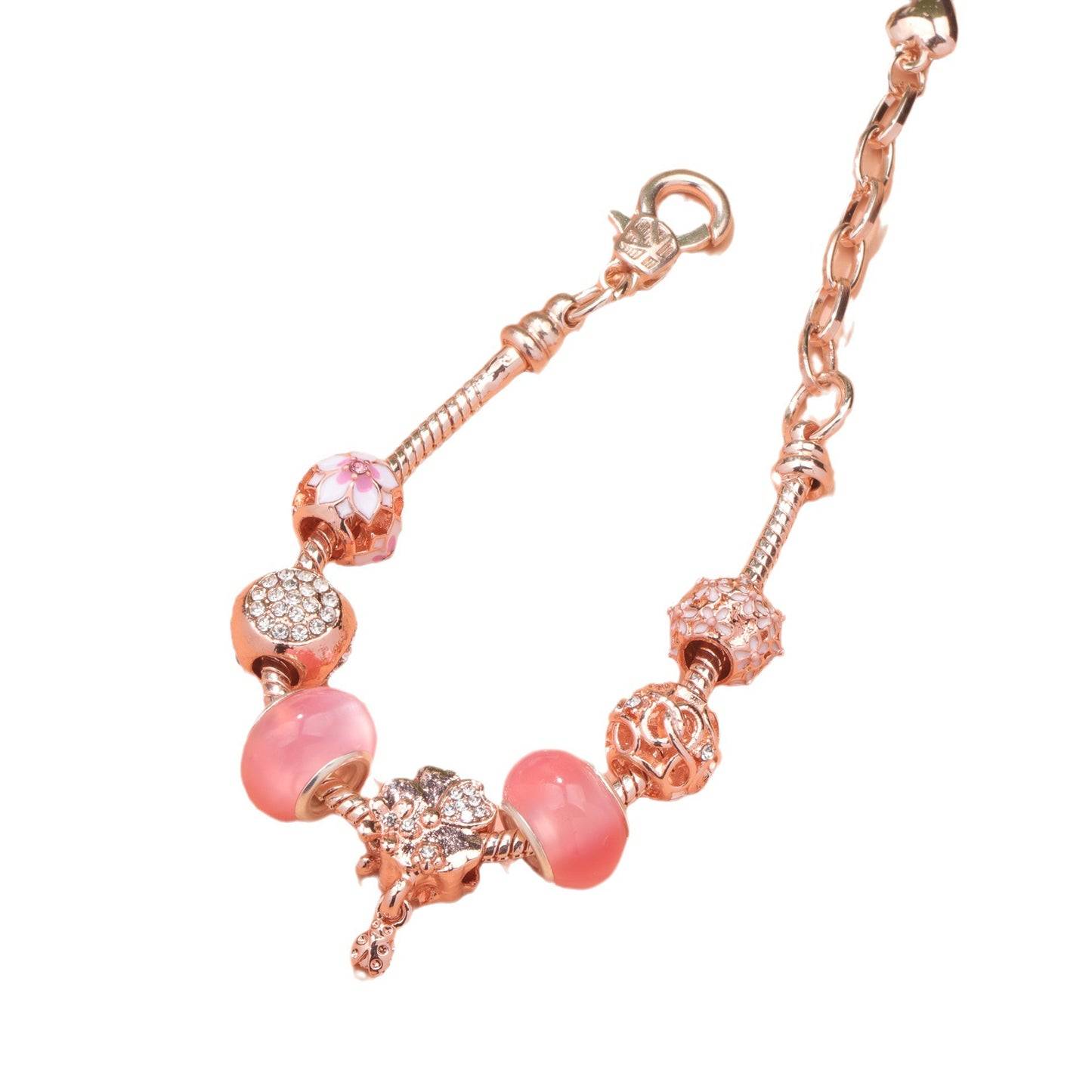 Rose Gold Beaded Luxury Rhinestone Finished Bracelets