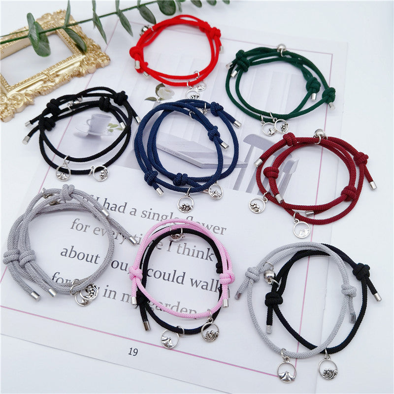 Women's & Men's Of Love Couple Magnet Attract True Pair And Woven Bracelets